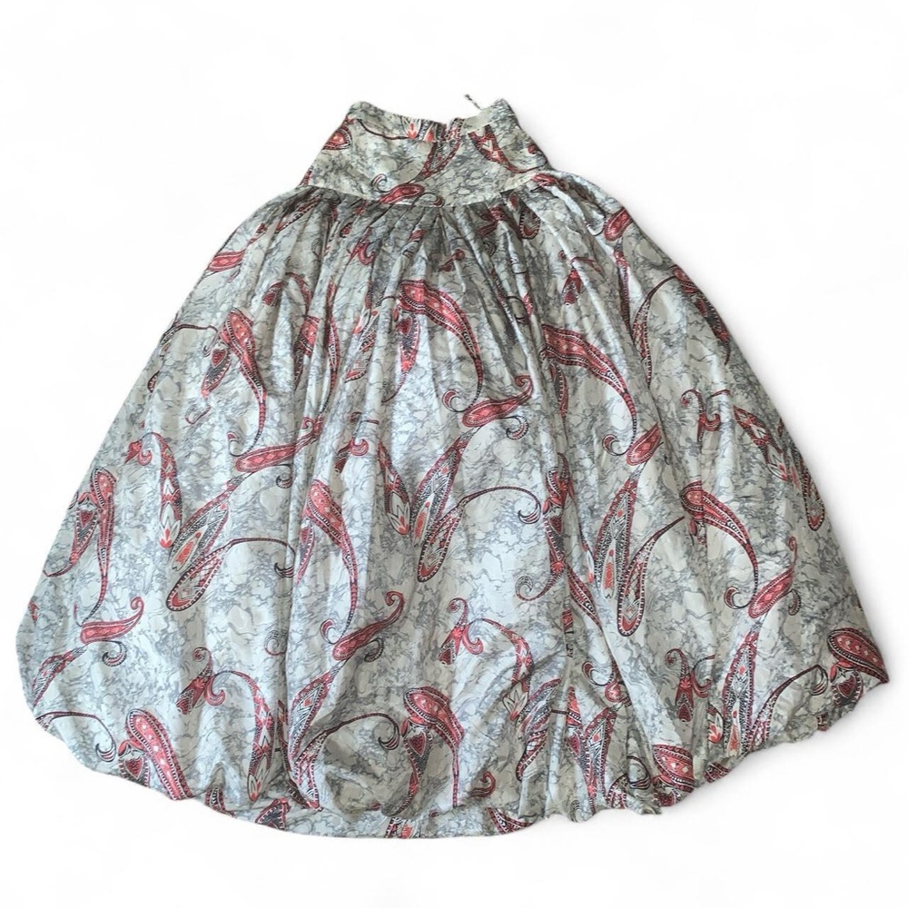 Custom Made In Italy Satin Bubble Hem Tube Dress - marble and paisley print